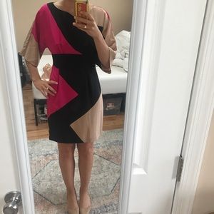 Trina Turk Color Block Silk Cocktail Dress